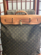 Vintage Monogram Canvas Hardside Steamer Suitcase Trunk (Pair) with Lozine Trim and Wood Slats — listing 5