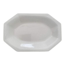 Set of 5 White Octagonal Relish/Olive Dishes with Blue Band Trim