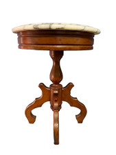 Pair of Vintage 1940s Mahogany Marble-Top Side Tables with Single Drawer, Hepplewhite/Regency Style — listing 3
