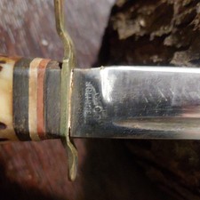 Queen Cutlery Fixed Blade Hunting Knife with Pearl Celluloid Handle, 3 inch Blade No visible stamp — listing 6