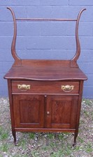 Victorian oak washstand Antique Oak Washstand with Arched Mirror & Cabinet Base — listing 6