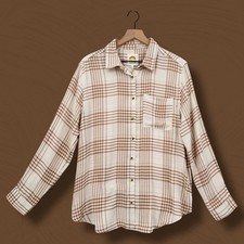 C&C California Plaid Herringbone Button-Up Flannel Shirt, Size L — listing 5