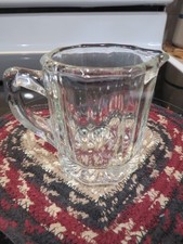 Vintage Ribbed Beehive Glass Water Pitcher with Applied Handle