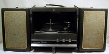Vintage Webcor Tube Phonograph Console with Diamond Weave Grille Cloth