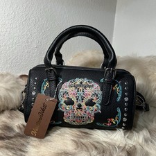 Montana West Sugar Skull Embroidered Crossbody Concealed Carry Purse Teal — listing 4