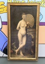 Antique Oil Painting Female Nude Seated Portrait in Ornate Gilt Frame — listing 6