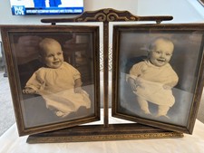 Antique Art Deco Swivel Tabletop Picture Frame with Ornate Cast Crest — listing 2