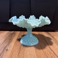 Vintage Clear Pressed Glass 6-Inch Hobnail Ruffled Bowl with Fan Rim — listing 5