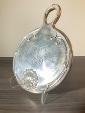 Antique Sterling Silver Shield-Shaped Hand Mirror with Neoclassical Engraving