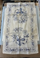 Vintage Printed Linen Kitchen Tea Towel with Red Apples and Apple Blossoms, Mid-Century — listing 3