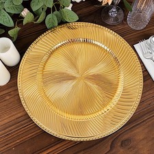 Set of 6 Round Beaded Gold Chargers, 13 in (33 cm) — listing 5
