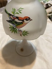 Vintage Frosted Milk Glass Fairy Lamp with Hand-Painted Rose Decoration Other maker's mark — listing 2