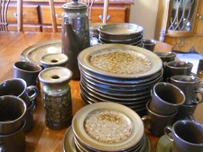Franciscan Earthenware Dinnerware Set, Terracotta/Orange Banded, Large Service with Serving Pieces — listing 5