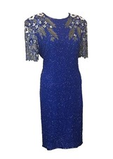 Vintage Laurence Kazar Silk Beaded Sequin Evening Jacket, Size M — listing 4