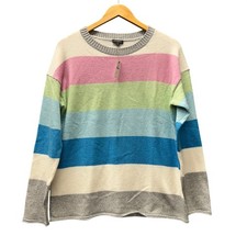 Talbots White Boat Neck Sweater with Black Stripe Hem, 3/4 Sleeve — listing 4