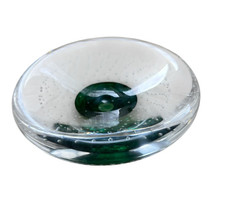Hand-Blown Emerald Green Art Glass Pillow Vase with Pinched Form — listing 3