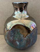 Handmade Studio Pottery Stoneware Cache Pot / Small Vessel with Copper Red Drip Glaze — listing 2