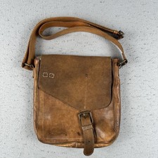 Bed Stu Leather Patchwork Small Crossbody Purse in Orange & White
