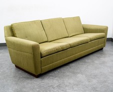 Mid-Century Modern Teak Frame Settee/Loveseat with Integrated Side Table