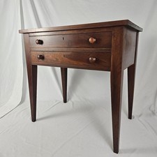 Antique Primitive Pine Single-Drawer Work Table with Lower Shelf, Chippy Aqua Paint — listing 4