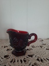 Avon 1876 Cape Cod Collection Ruby Red Glass Water Pitcher with Original Box