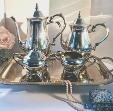 Vintage Silverplate 5-Piece Tea & Coffee Service with Oval Gallery Tray — listing 2