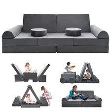 Modular Foam Play Couch / Nugget-Style Kids Sectional (Gray) — listing 3