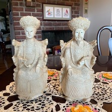 Chinese Emperor Seated Figure, Carved Resin/Composite on Wooden Stand — listing 3