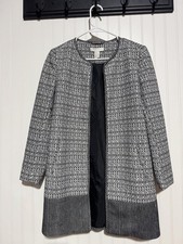 H&M Black Textured Zip-Front Collarless Coat with Gold Zipper Pockets, Size 4 — listing 6
