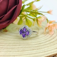 925 Sterling Silver Artisan Cuff Bracelet with Amethyst, 6.9", 30g — listing 3