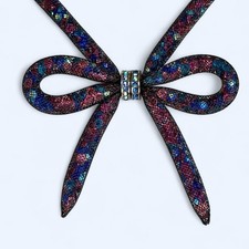 Betsey Johnson Style Polka Dot Satchel with Oversized Blue Bow and Floral Appliqué Guitar Strap — listing 4