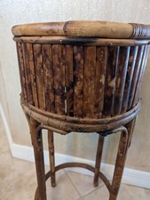 Antique Victorian Tiger Bamboo Three-Tier Plant Stand / Pedestal Table — listing 3