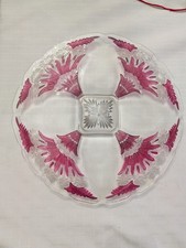 Vintage Ruby Flash Sandwich Glass Covered Candy Dish / Compote with Domed Lid and Ruby Finial — listing 2