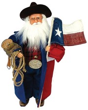 Vintage Western Cowboy Santa Claus Figure with Lasso and Suede Chaps on Wood Base — listing 4