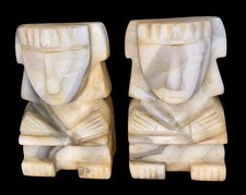 Pair of Mexican Onyx and Semi-Precious Stone Aztec Warrior Figurines (Eagle Warrior & Jaguar Warrior) Heavy, cold, solid stone — listing 3