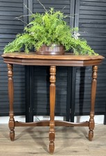 Vintage Victorian-Style Mahogany Hexagonal Console / Parlor Side Table with Lower Shelf — listing 2