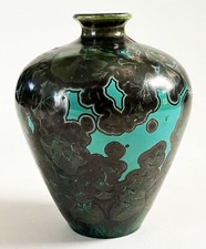 Hand-Painted Studio Art Pottery Goblet with Gold Overlay, Signed Laguna Beach California — listing 3