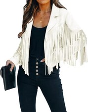 Boho Faux Suede Fringe Bell-Sleeve Off-Shoulder Crop Top — listing 4