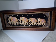 Pair of Indian Beaded Fabric Elephant & Camel Wall Hanging Garlands with Brass Bells — listing 6