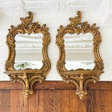 Vintage Gold Rococo Ornate Wall Candle Sconce, Molded Resin/Syroco Style