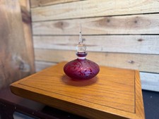Vintage Red Satin Frosted Glass Bud Vase with Teardrop Body — listing 5