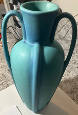 Van Briggle Pottery Turquoise Ming Vase with Embossed Floral Design — listing 4