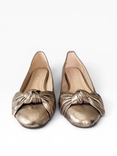 Andrew Geller Women's Leather Ballet Flats with Bow and Snakeskin Cap Toe — listing 3