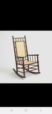 Antique Victorian Cane Back & Seat Nursing Rocking Chair with Hand-Painted Floral Crest — listing 5