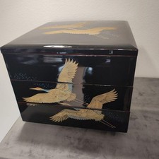 Japanese Black Lacquer-Style Vase with Gold Landscape Decoration — listing 6