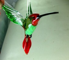 Vintage Blown Glass Hummingbird Christmas Ornament with Spun Glass Wings and Mica Glitter — listing 5