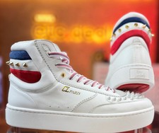 Christian Louboutin Louis Flat High-Top Sneakers, Western Cowboy Motif, Tan Suede & White Leather with Green Trim EU 44 / US 11 — listing 5