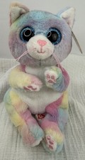 TY Beanie Bellies Pastel Rainbow Tie-Dye Cat Plush with Glitter Eyes — listing 6