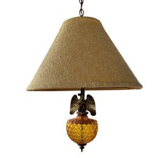 Vintage Colonial Revival Federal Eagle Two-Light Hanging Chandelier with Hurricane Chimney Shades — listing 4