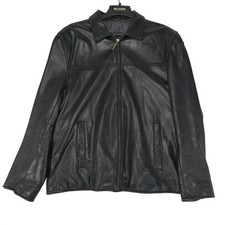 IZOD Leather Men's Black Lambskin Bomber Jacket, Size XL (New with Tags) — listing 6